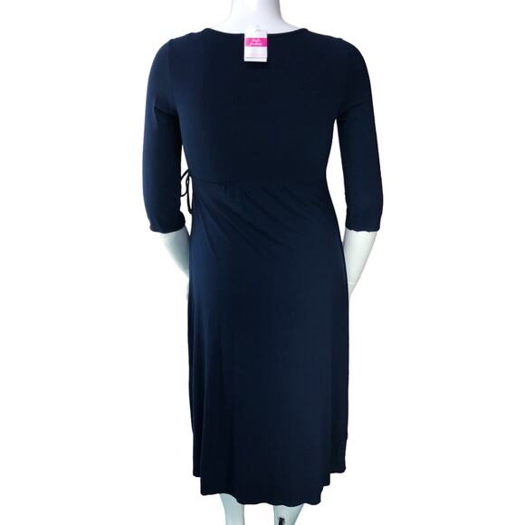 Fresh Produce Womens Size M Dress Navy Blue Wrap Stretch VNeck Knee Length NEW - Picture 7 of 15
